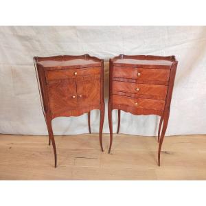 Pair Of Louis XV Style Walnut Bedside Tables Early 20th Century