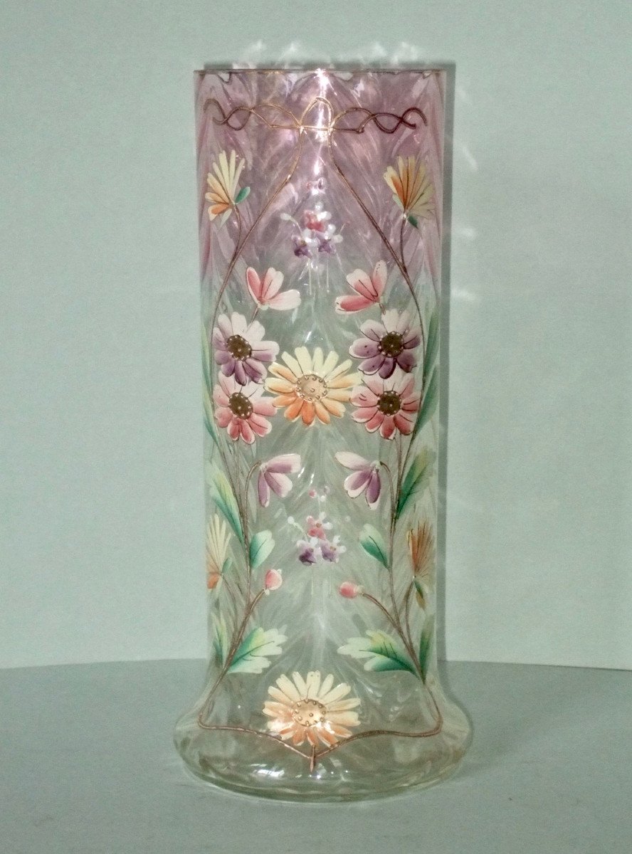 Enamelled Glass Vase Legras Circa 1900-photo-2