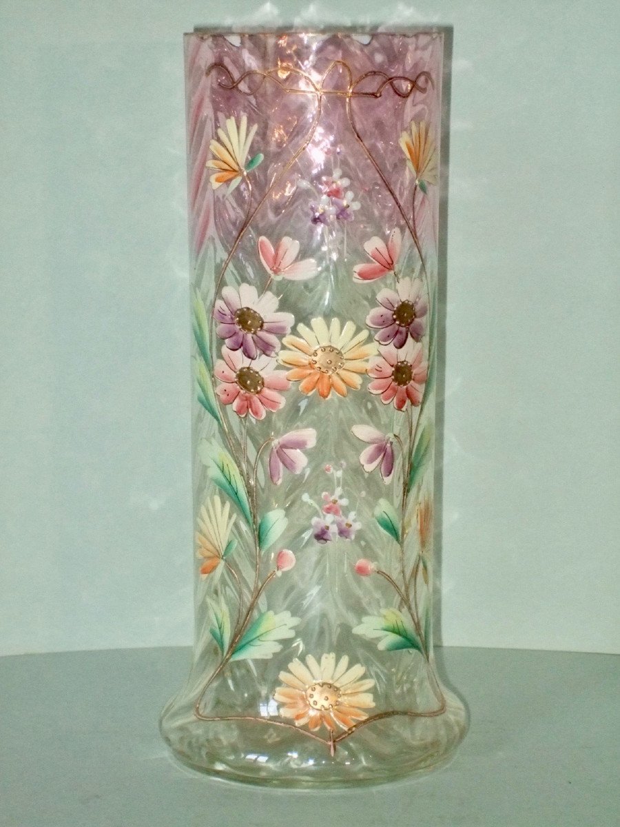 Enamelled Glass Vase Legras Circa 1900-photo-3