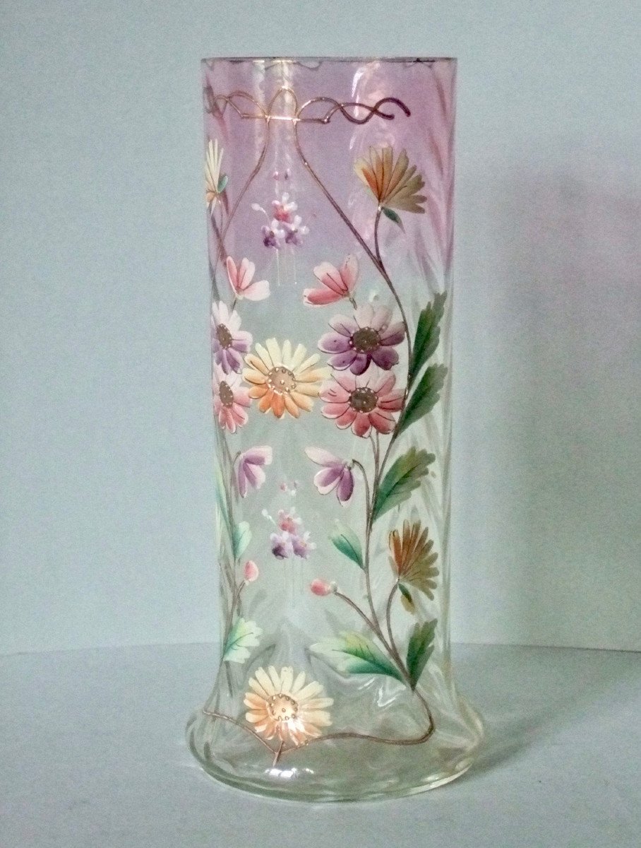 Enamelled Glass Vase Legras Circa 1900-photo-1
