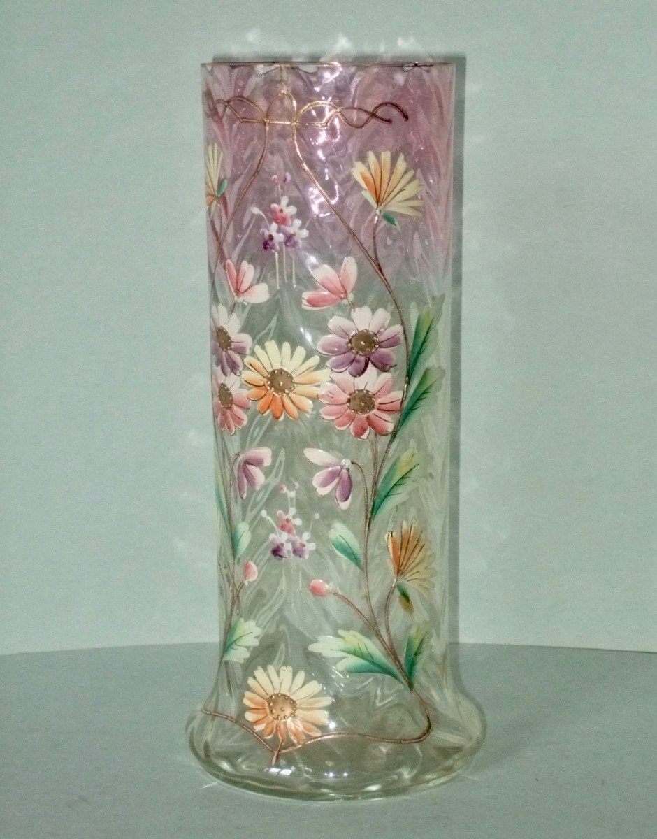 Enamelled Glass Vase Legras Circa 1900-photo-2