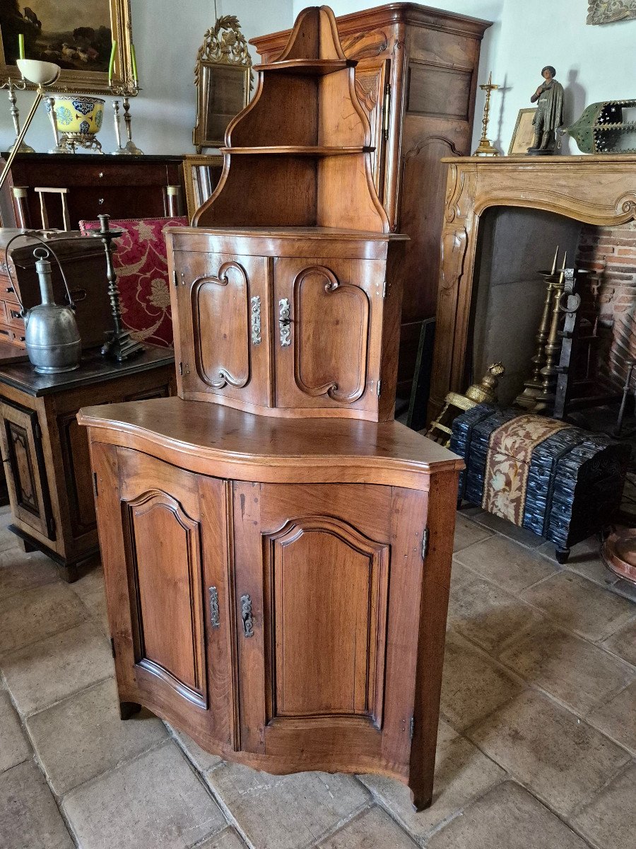 18th Century Provencal Corner Cabinet In Walnut-photo-2