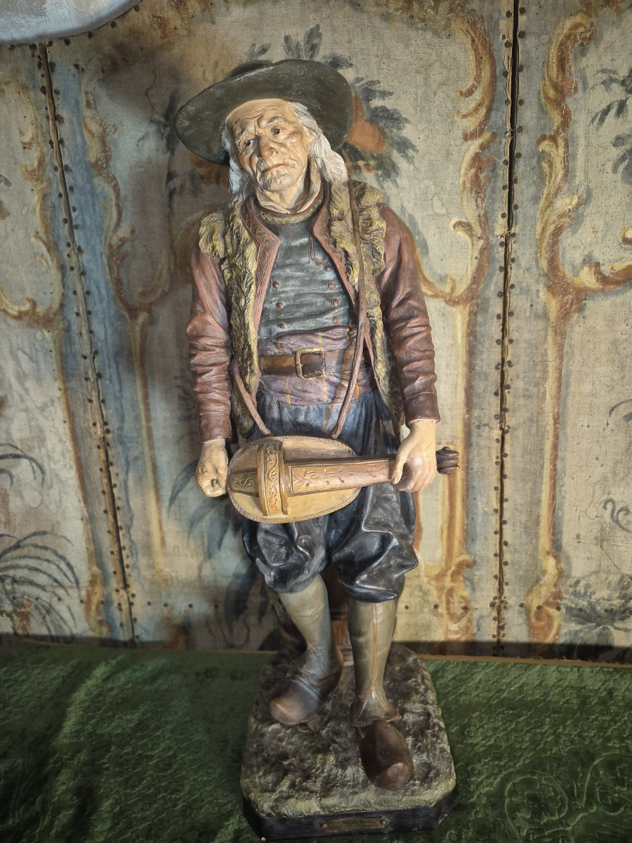 The Hurdy-gurdy Player By J. Le Guluche, 19th/20th Century-photo-2