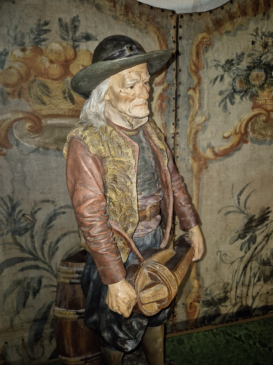 The Hurdy-gurdy Player By J. Le Guluche, 19th/20th Century-photo-4