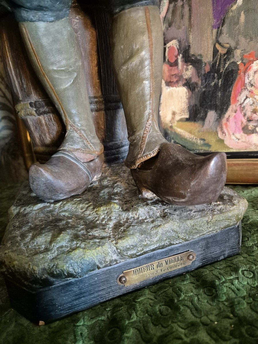 The Hurdy-gurdy Player By J. Le Guluche, 19th/20th Century-photo-7