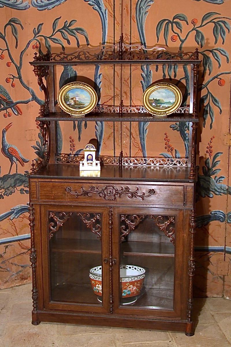 Vitrine Avec Etagère Et Bureau  XIXè-photo-4