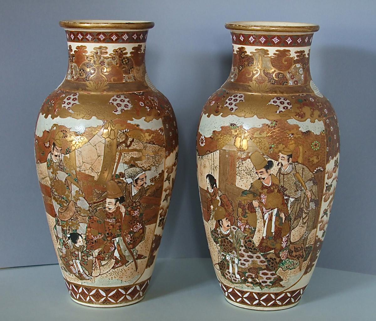 Satsuma Vases Pair - Japan 19th