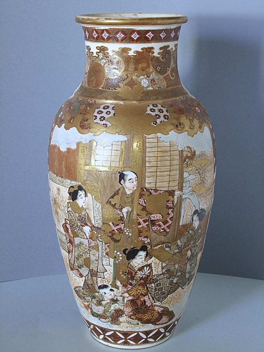 Satsuma Vases Pair - Japan 19th-photo-3