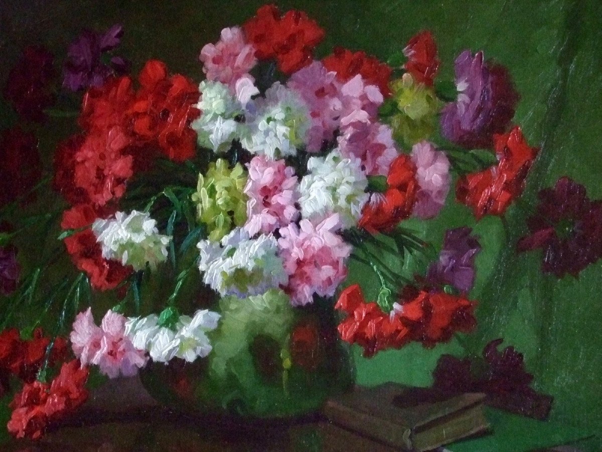 Bouquet Of Carnations By Louis Adami XXth-photo-3