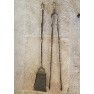 Nineteenth Chimney Shovel And Tongs