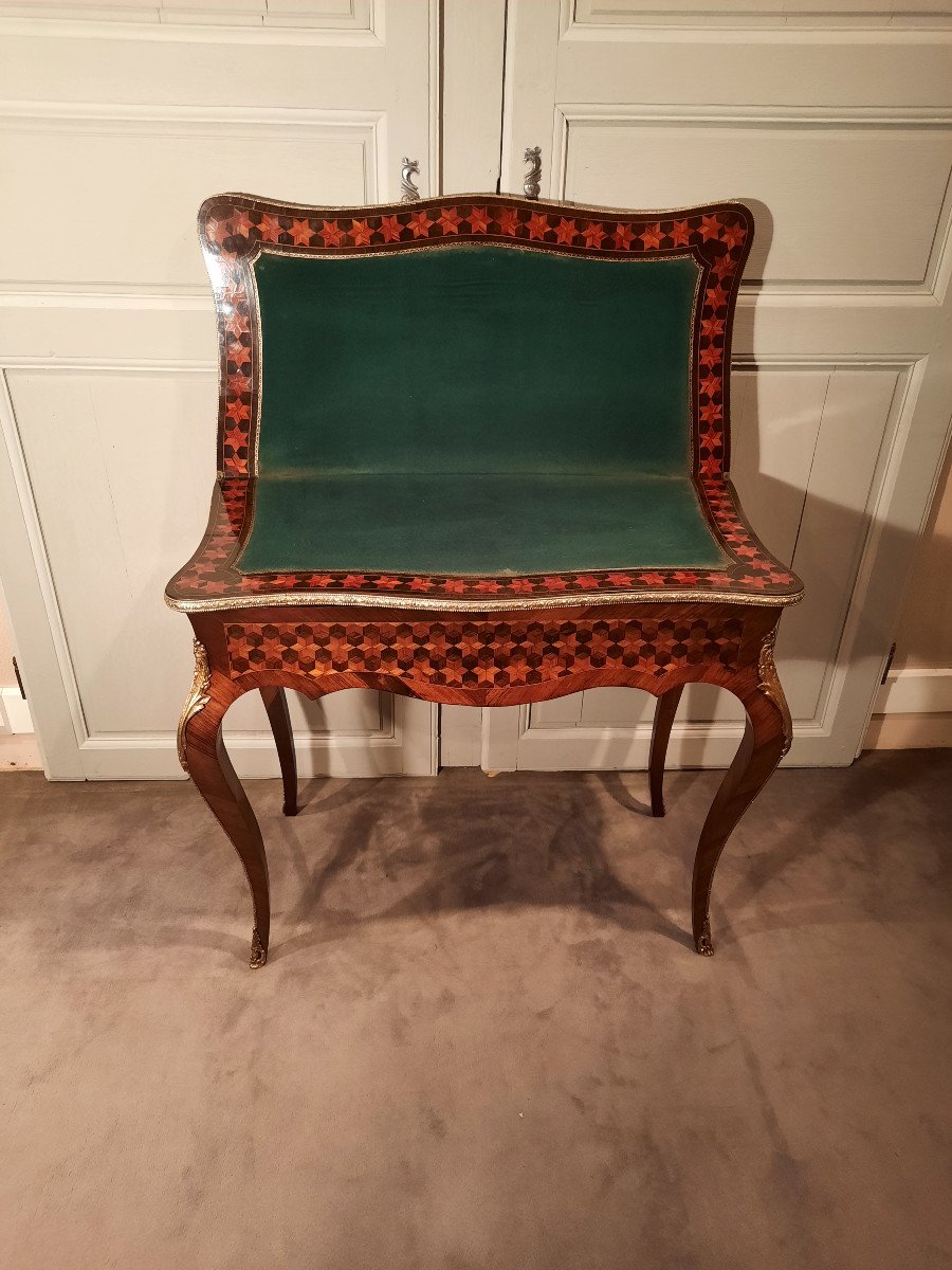 Table à Jeu En Marqueterie D’époque Napoléon III.-photo-3