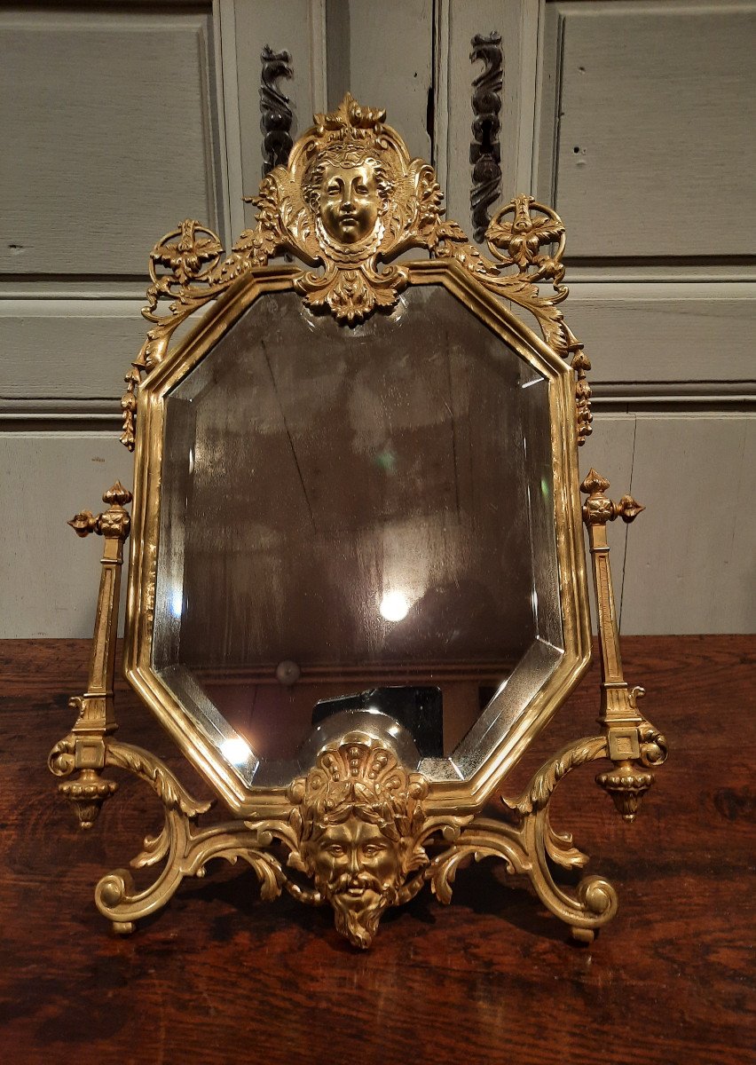 Miroir De Salon En Bronze De Style Régence D’époque XIXème Siècle.-photo-1