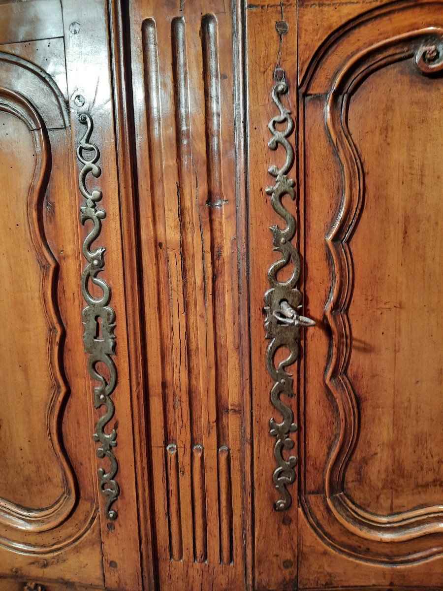 Louis XV Curved Buffet In Cherry Wood, From The 18th Century.-photo-4