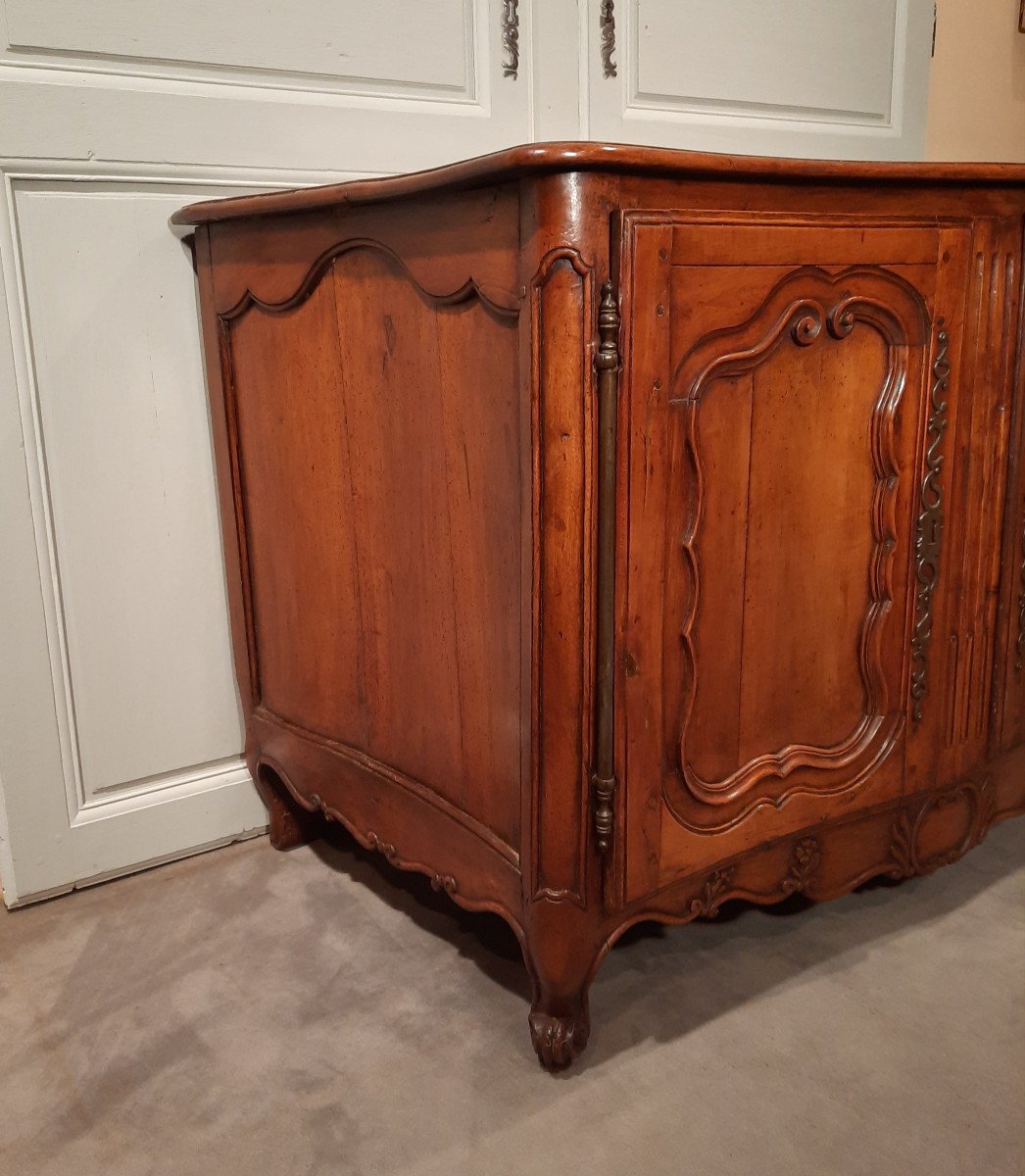 Louis XV Curved Buffet In Cherry Wood, From The 18th Century.-photo-2