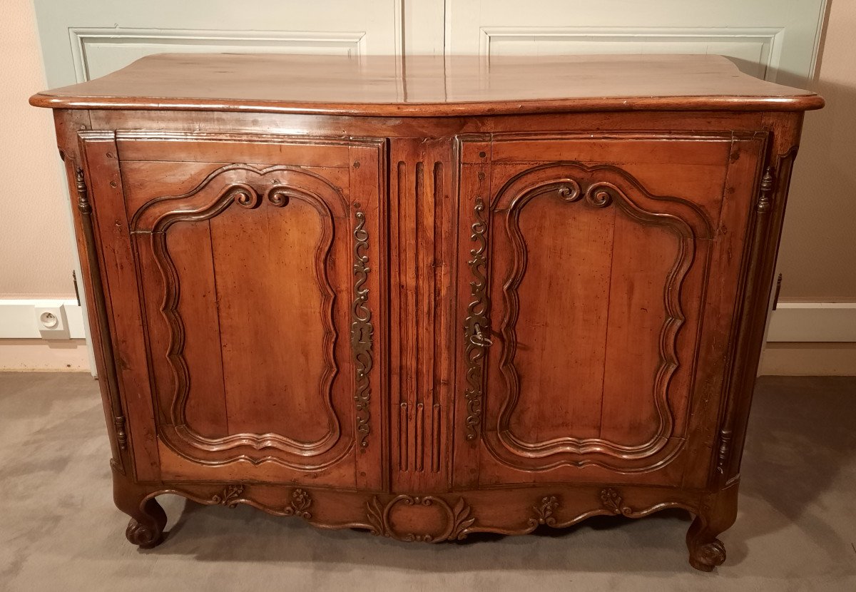 Louis XV Curved Buffet In Cherry Wood, From The 18th Century.-photo-8