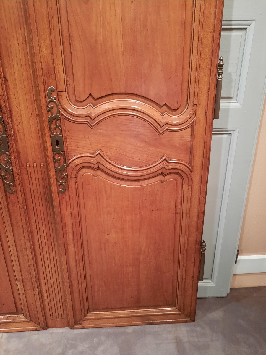 Paire De Portes Louis XV En Merisier D’époque Début Du XIXème Siècle.-photo-4