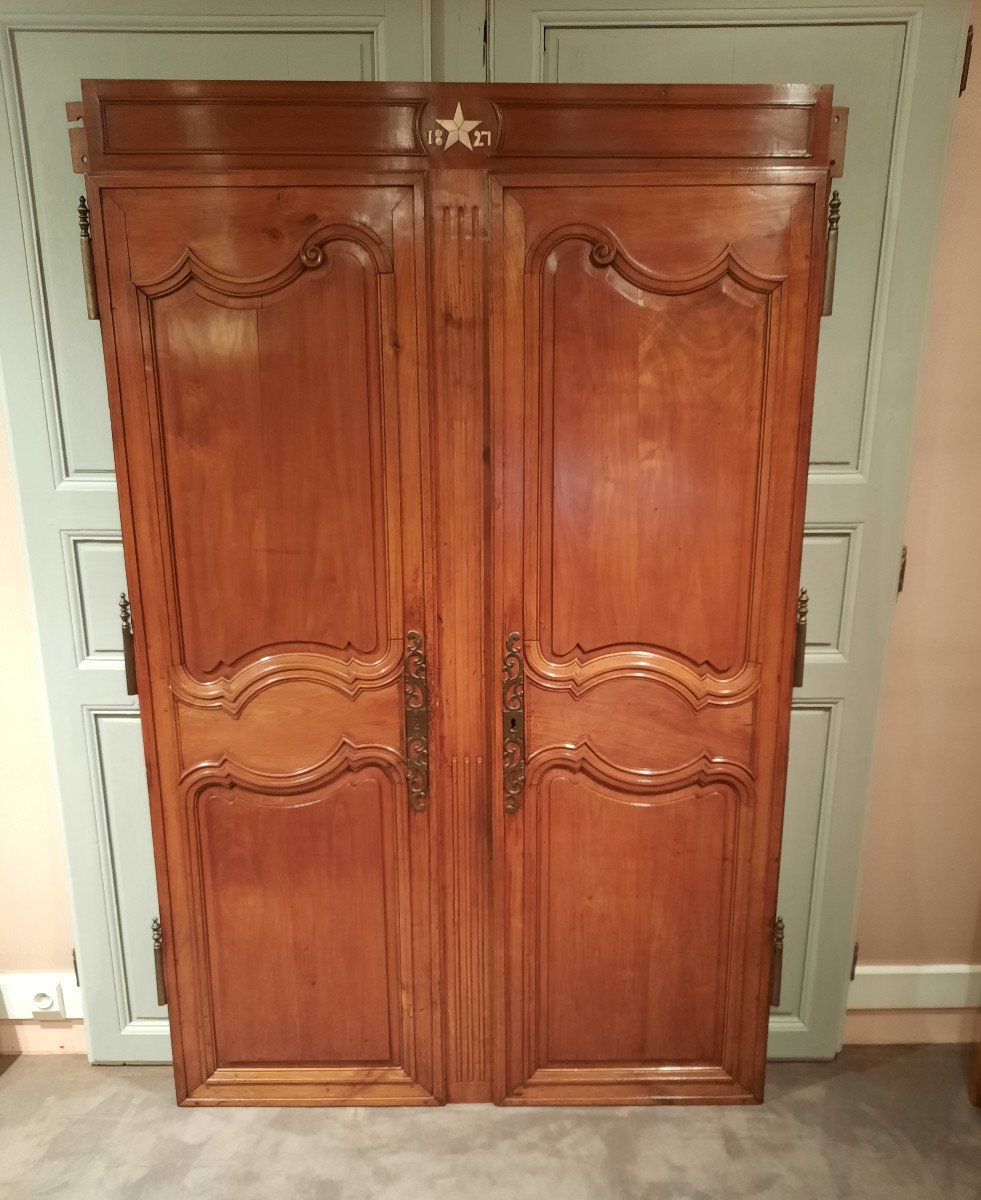 Paire De Portes Louis XV En Merisier D’époque Début Du XIXème Siècle.-photo-5