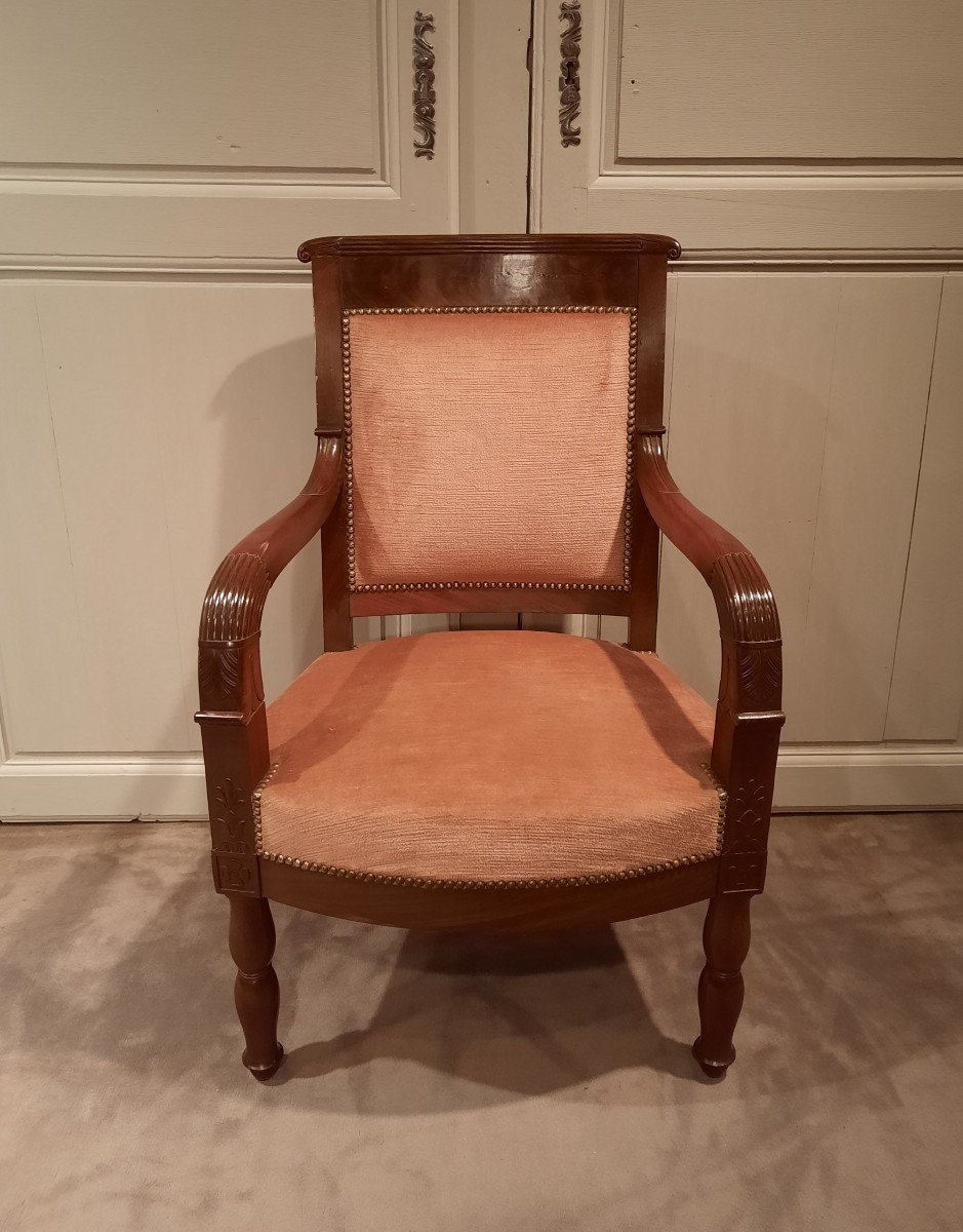 Suite De Six Fauteuils En Acajou D’époque Empire.-photo-5