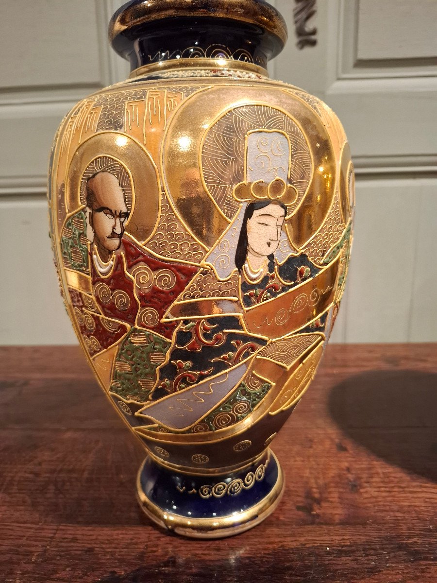 Pair Of Ceramic Vases, From Satsuma Japan, 19th Century.-photo-7