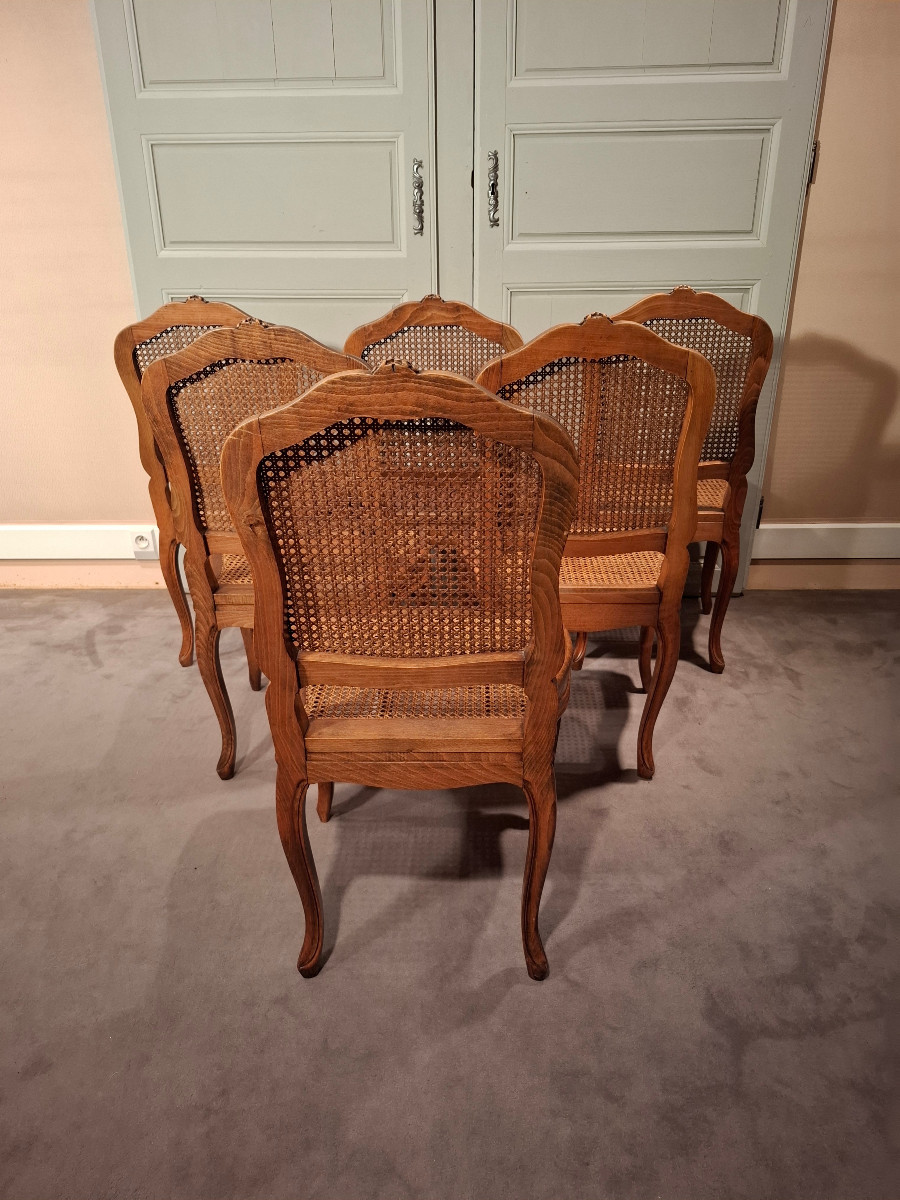 Set Of Six Louis XV Style Caned Beech Chairs.-photo-2