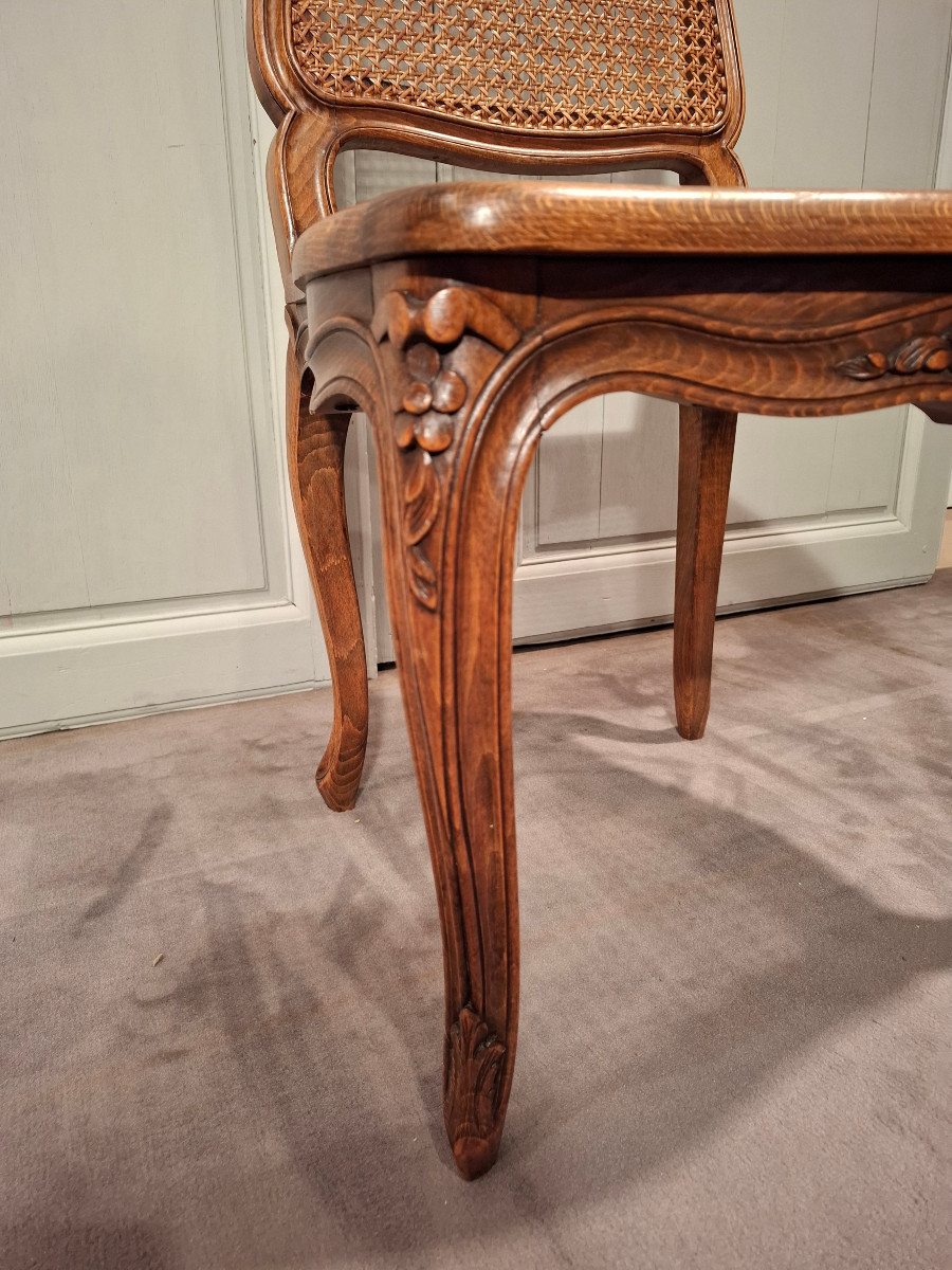Set Of Six Louis XV Style Caned Beech Chairs.-photo-7