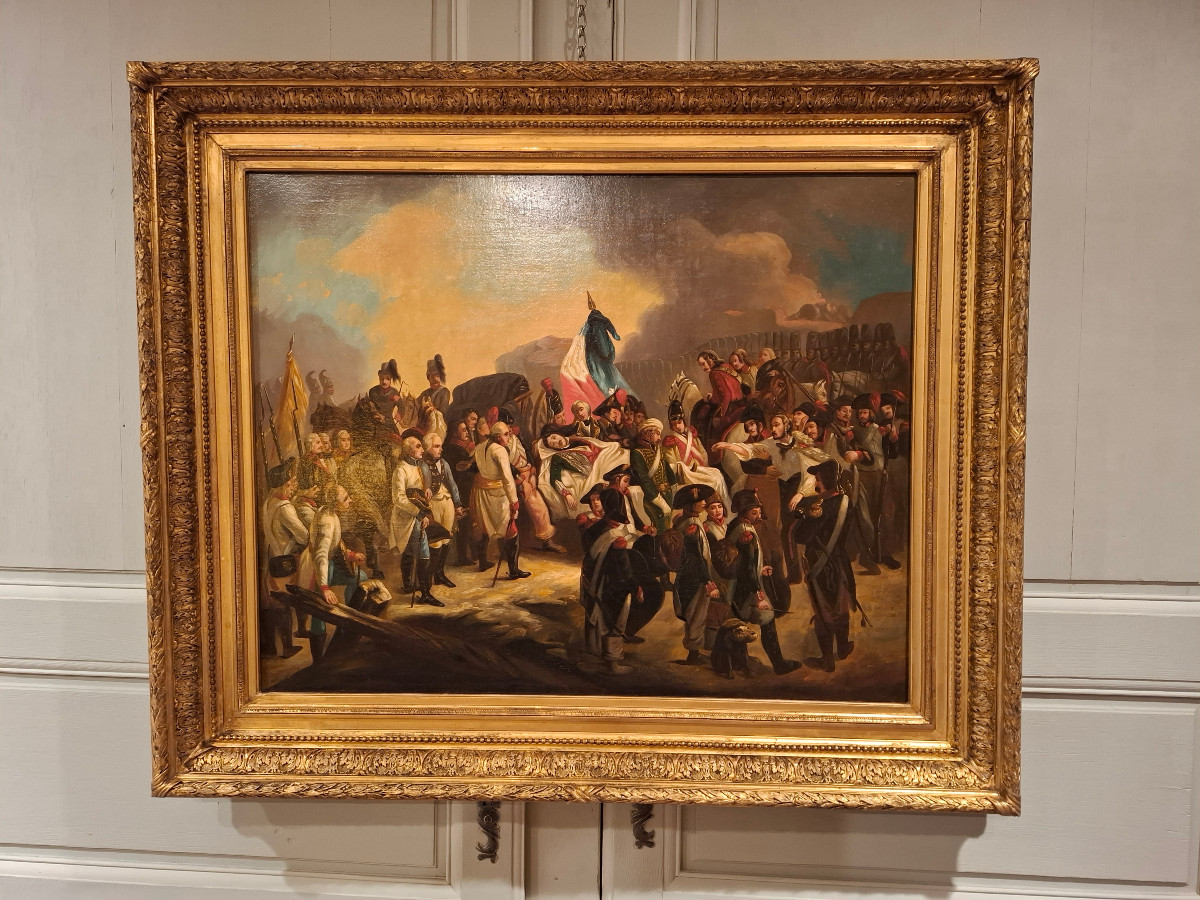 Tableau représentant la mort du Général Marceau d’après François Bouchot, époque XIXème siècle.