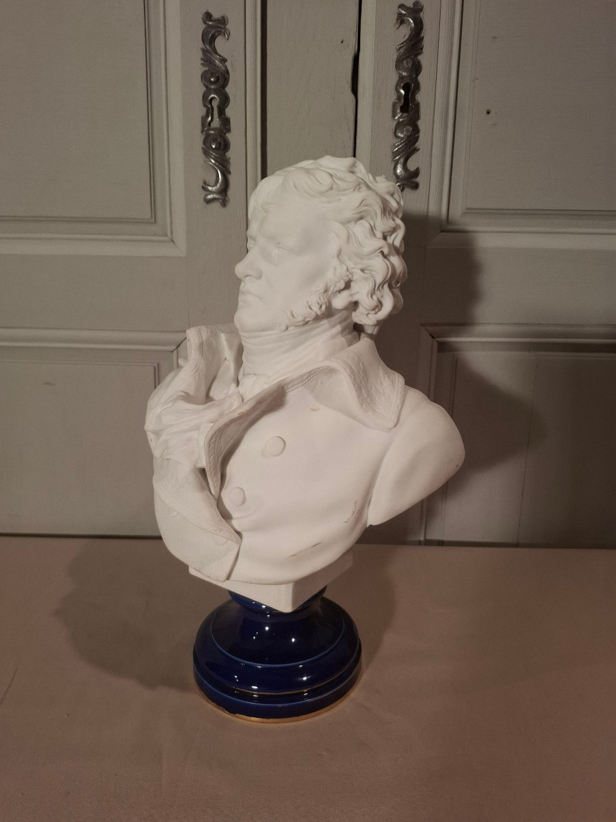 Buste en biscuit de Sèvres du Général Kléber, époque fin du XIXème siècle.-photo-4