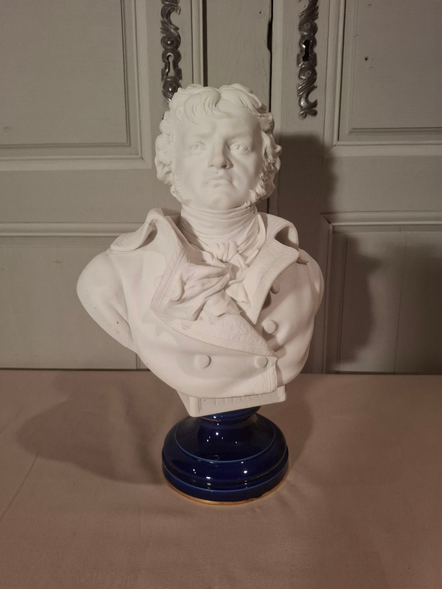 Buste en biscuit de Sèvres du Général Kléber, époque fin du XIXème siècle.