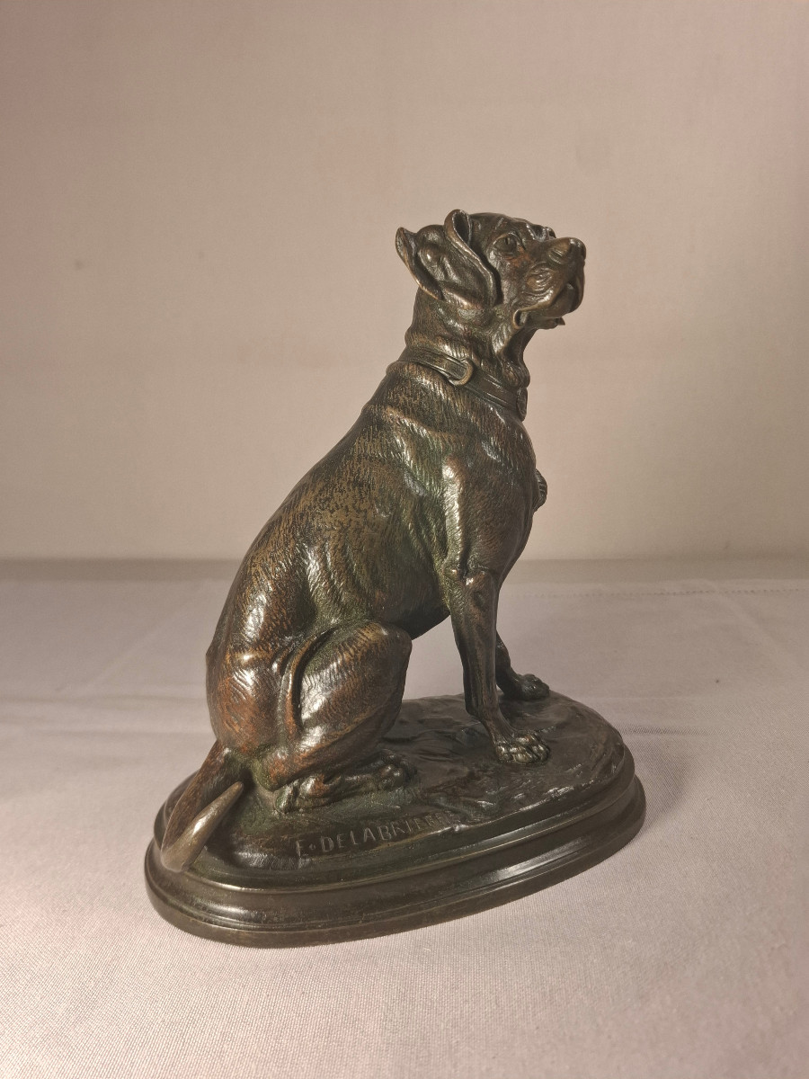Bronze Representing A Dog Signed E Delabrierre-photo-4