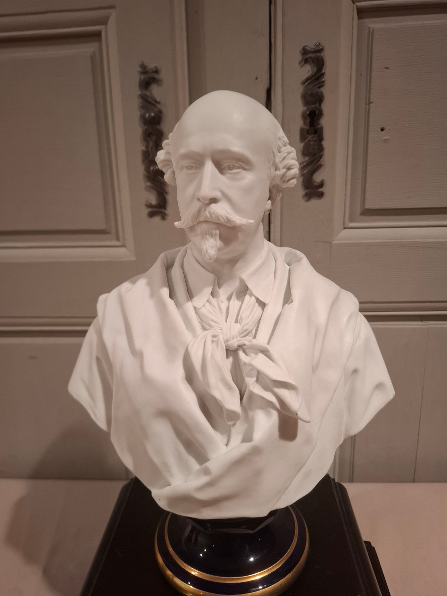 Biscuit Bust Representing The Duke Of Morny, After Iselin. Early 20th Century.-photo-2