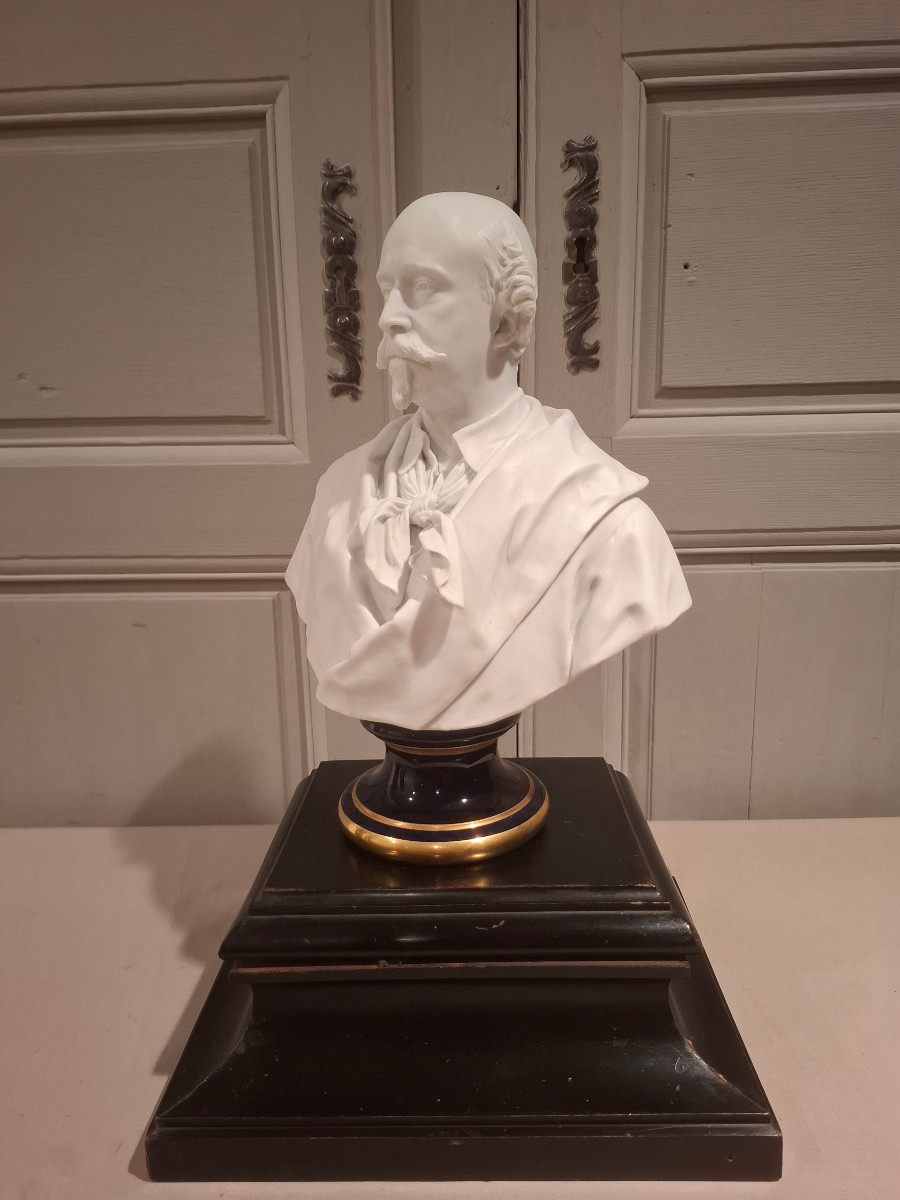 Biscuit Bust Representing The Duke Of Morny, After Iselin. Early 20th Century.-photo-4