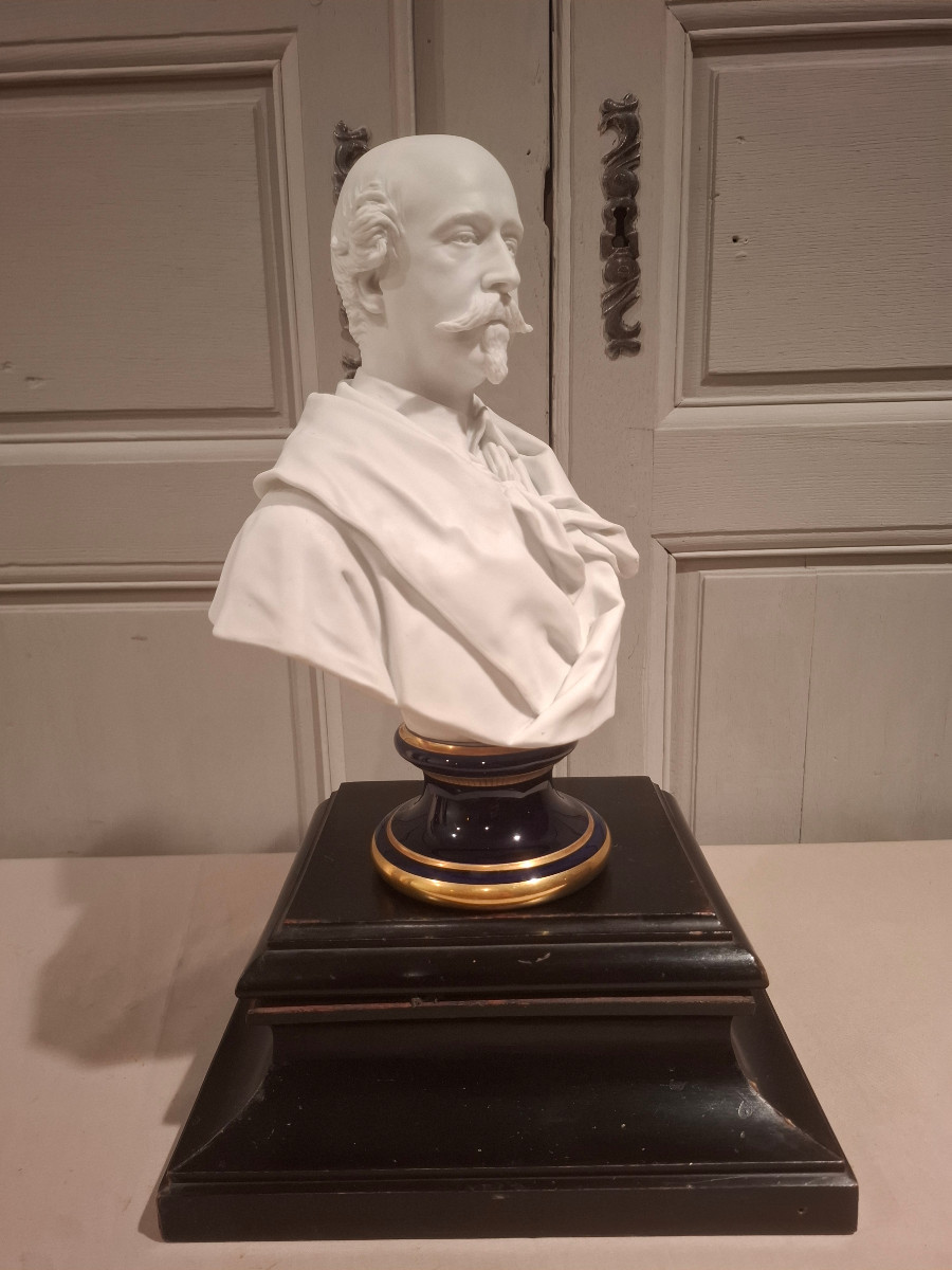 Biscuit Bust Representing The Duke Of Morny, After Iselin. Early 20th Century.-photo-5