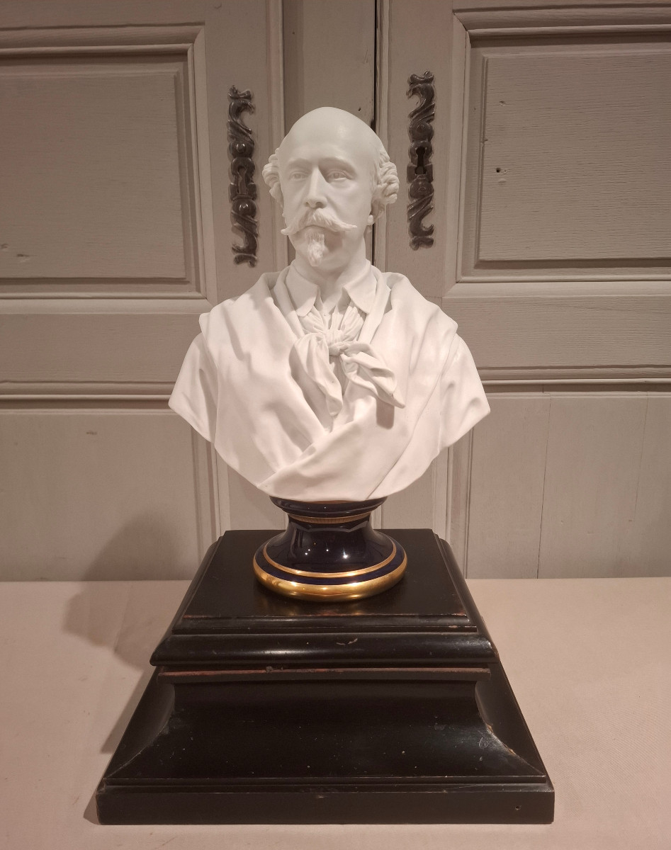 Biscuit Bust Representing The Duke Of Morny, After Iselin. Early 20th Century.