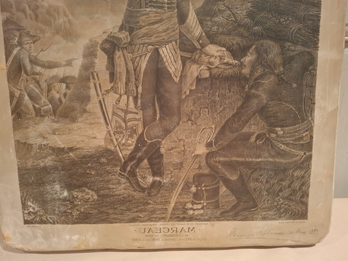 Pierre lithographique d’époque XIXème siècle représentant le Général Marceau.-photo-4