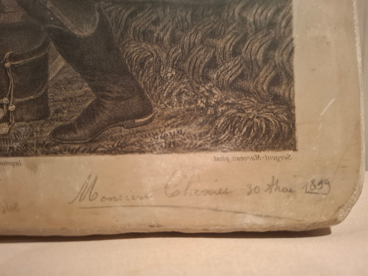 Pierre lithographique d’époque XIXème siècle représentant le Général Marceau.-photo-1