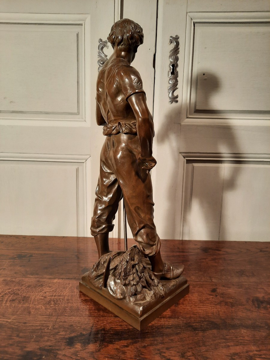 A Bronze Sculpture Depicting A Harvester, Signed Picault.-photo-4