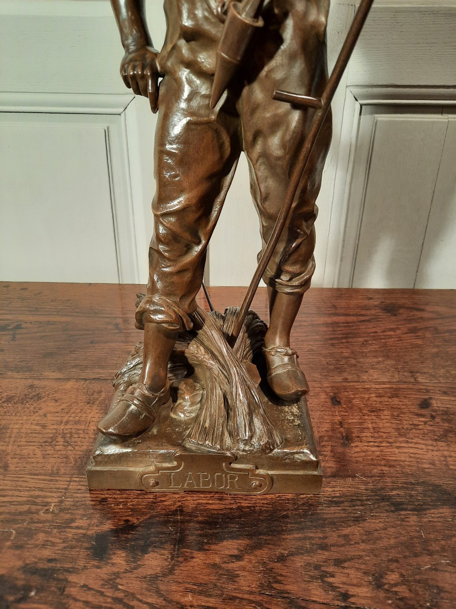 A Bronze Sculpture Depicting A Harvester, Signed Picault.-photo-4