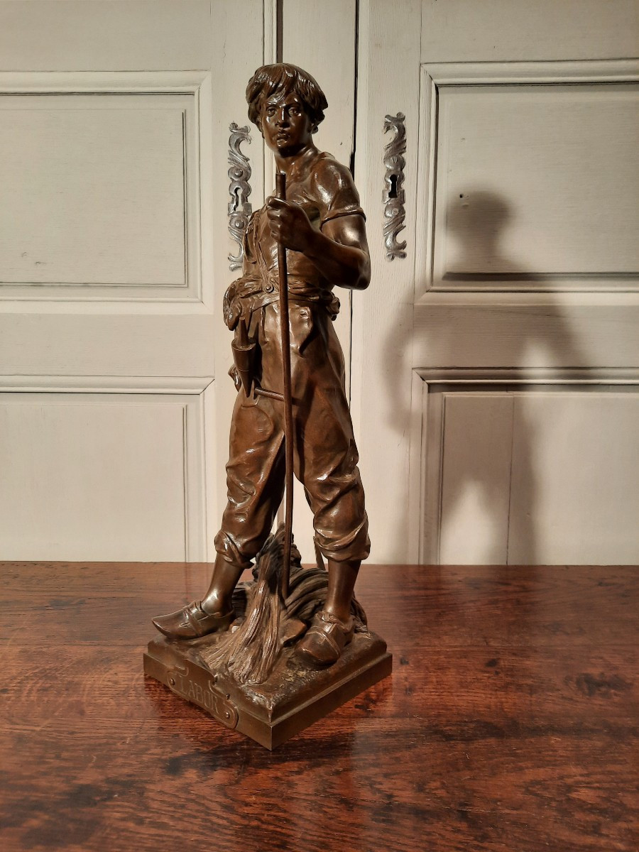 A Bronze Sculpture Depicting A Harvester, Signed Picault.-photo-8