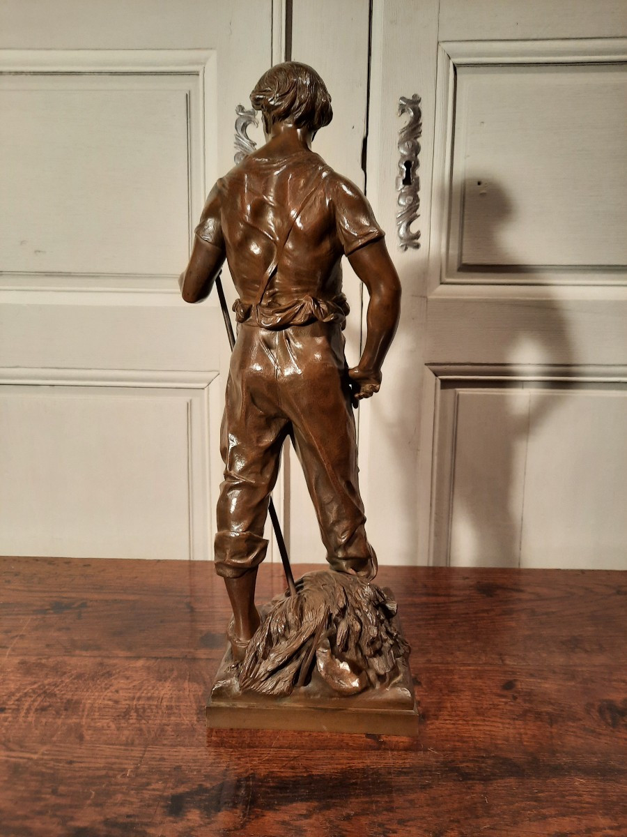 A Bronze Sculpture Depicting A Harvester, Signed Picault.-photo-7