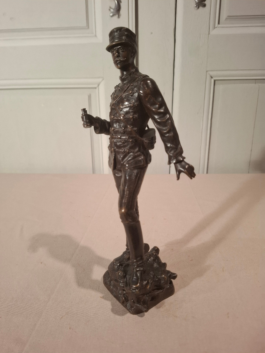 A Bronze Sculpture Depicting A 19th-century Soldier, Signed Charles Anfrie.-photo-3