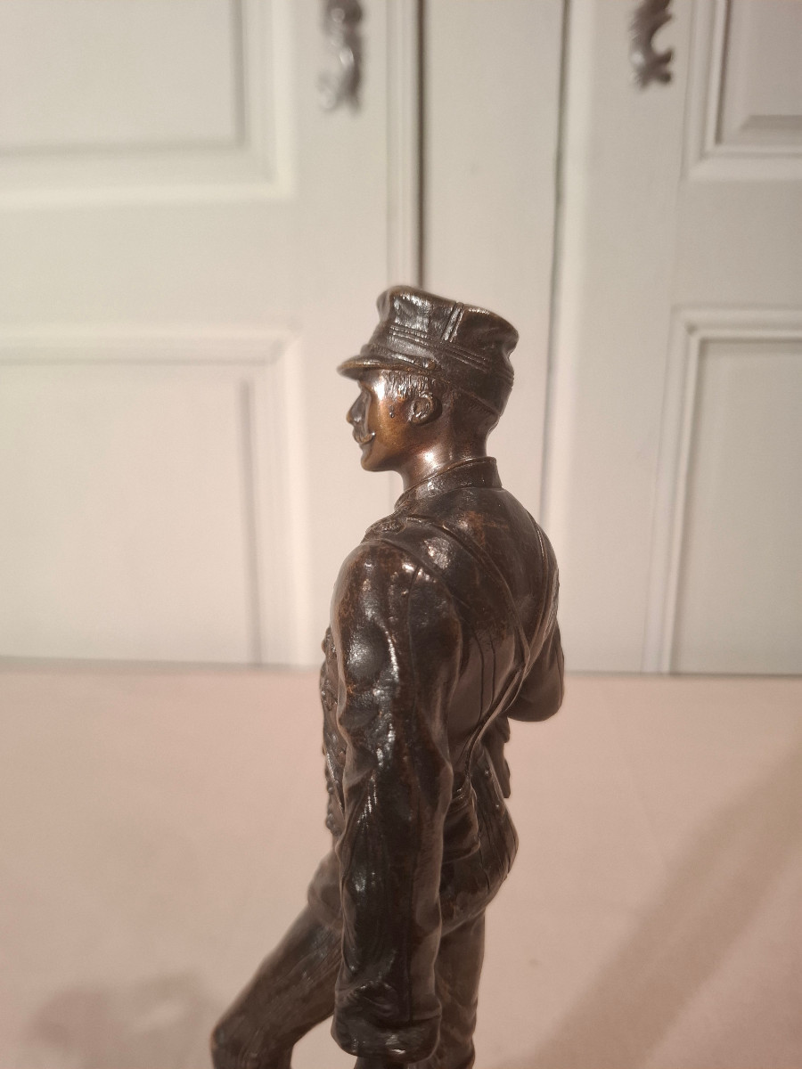 A Bronze Sculpture Depicting A 19th-century Soldier, Signed Charles Anfrie.-photo-1