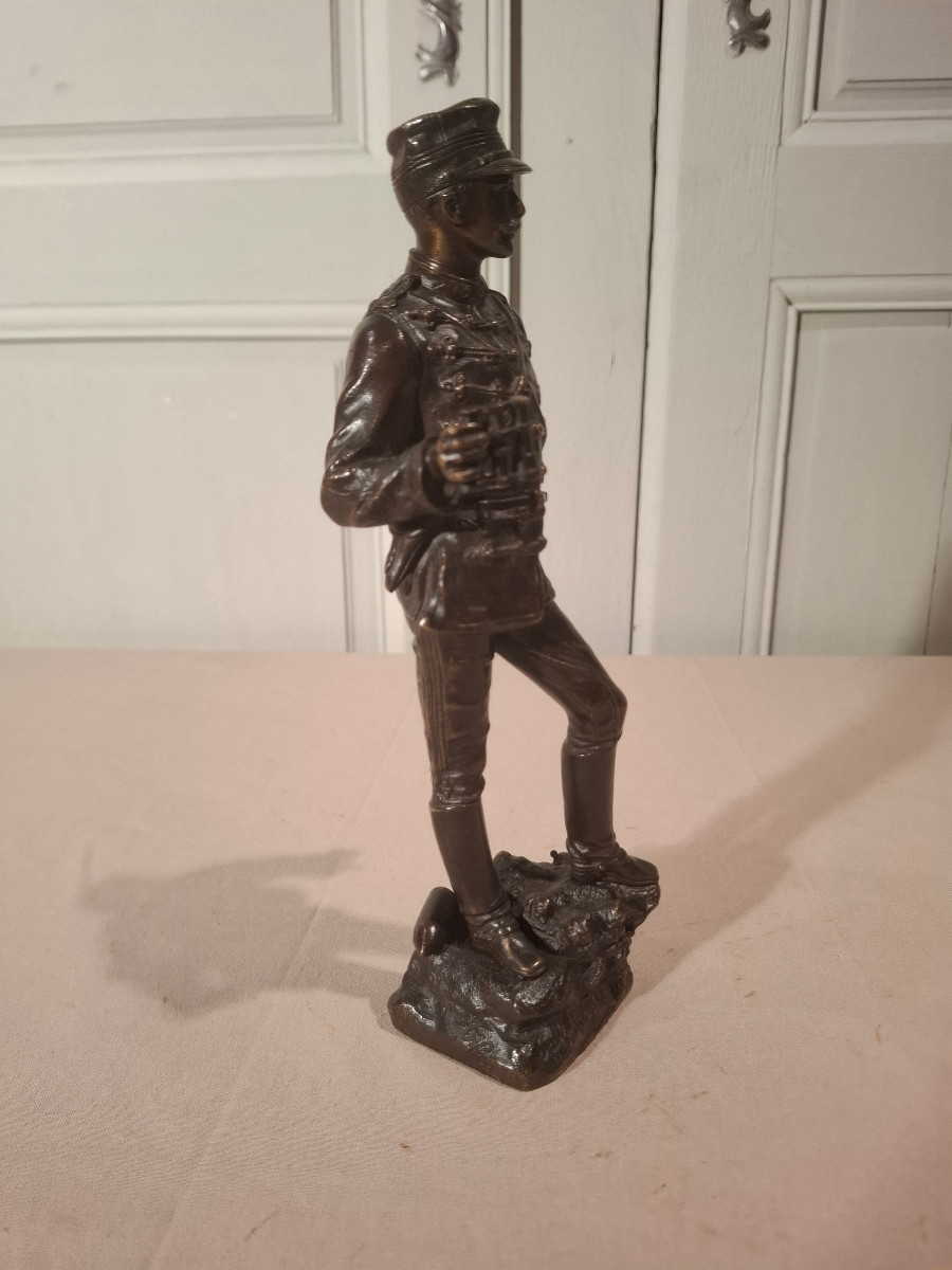 A Bronze Sculpture Depicting A 19th-century Soldier, Signed Charles Anfrie.-photo-4