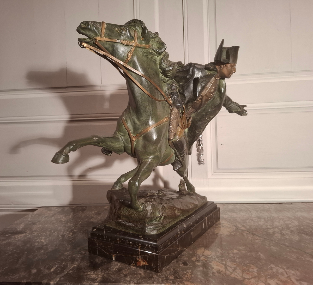 Grande sculpture de Napoléon Ier à cheval, d’époque XIXème siècle, signé R. Nannini.-photo-3