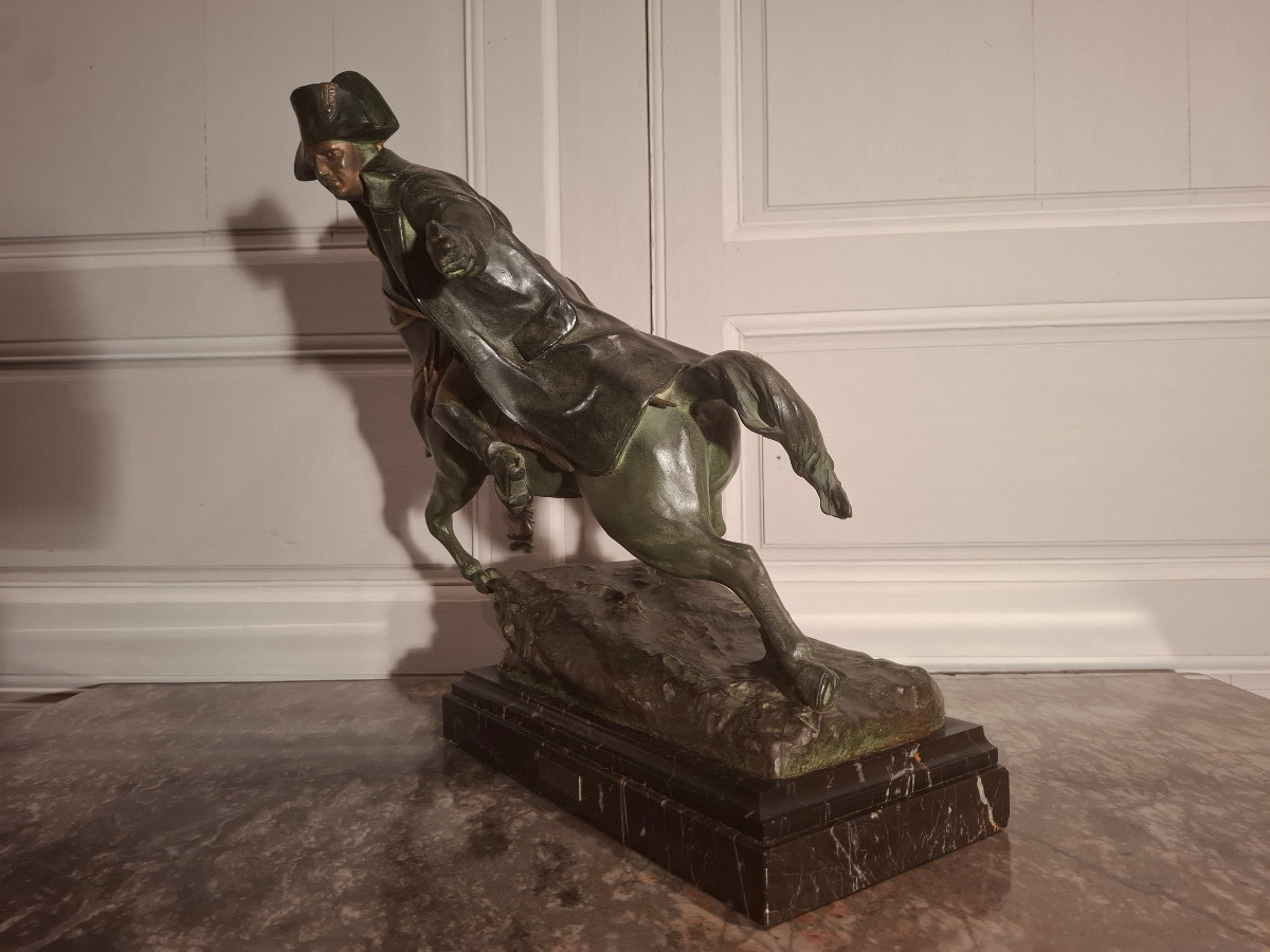 Grande sculpture de Napoléon Ier à cheval, d’époque XIXème siècle, signé R. Nannini.-photo-4