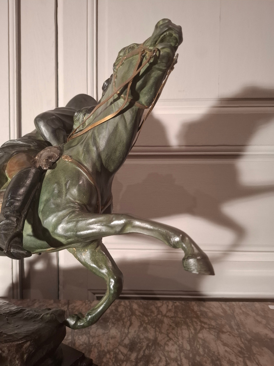 Grande sculpture de Napoléon Ier à cheval, d’époque XIXème siècle, signé R. Nannini.-photo-2