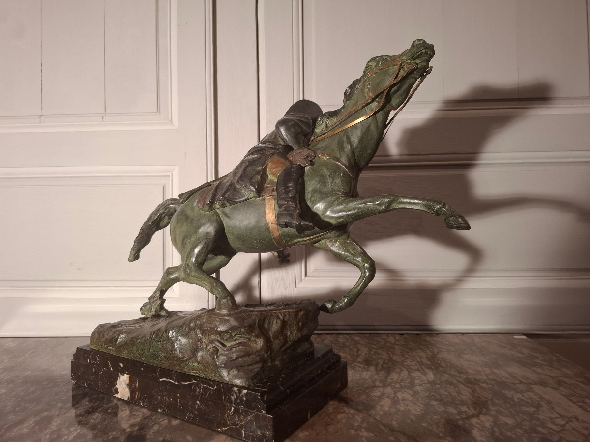 Grande sculpture de Napoléon Ier à cheval, d’époque XIXème siècle, signé R. Nannini.-photo-3