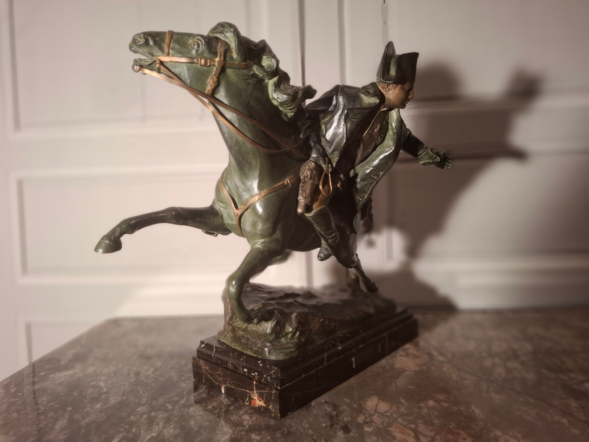 Grande sculpture de Napoléon Ier à cheval, d’époque XIXème siècle, signé R. Nannini.-photo-4