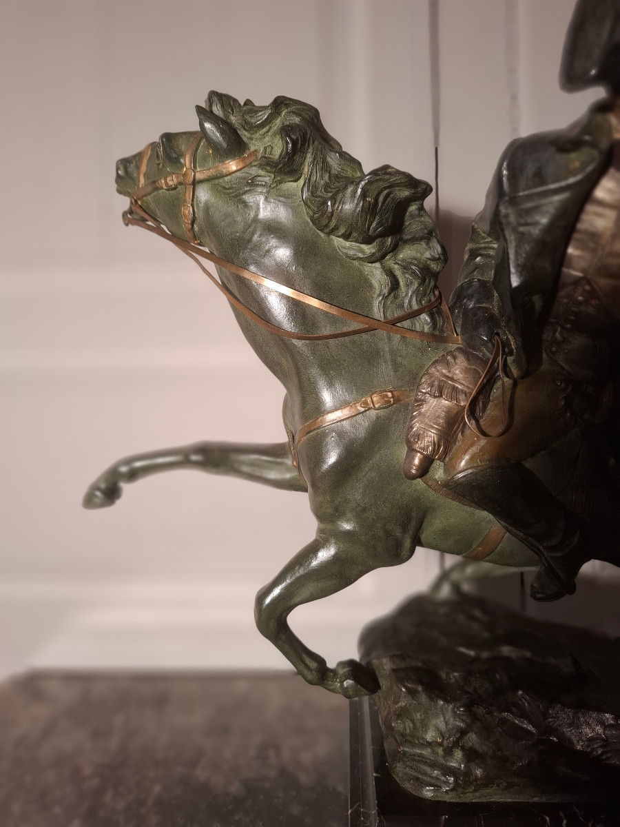 Grande sculpture de Napoléon Ier à cheval, d’époque XIXème siècle, signé R. Nannini.-photo-5