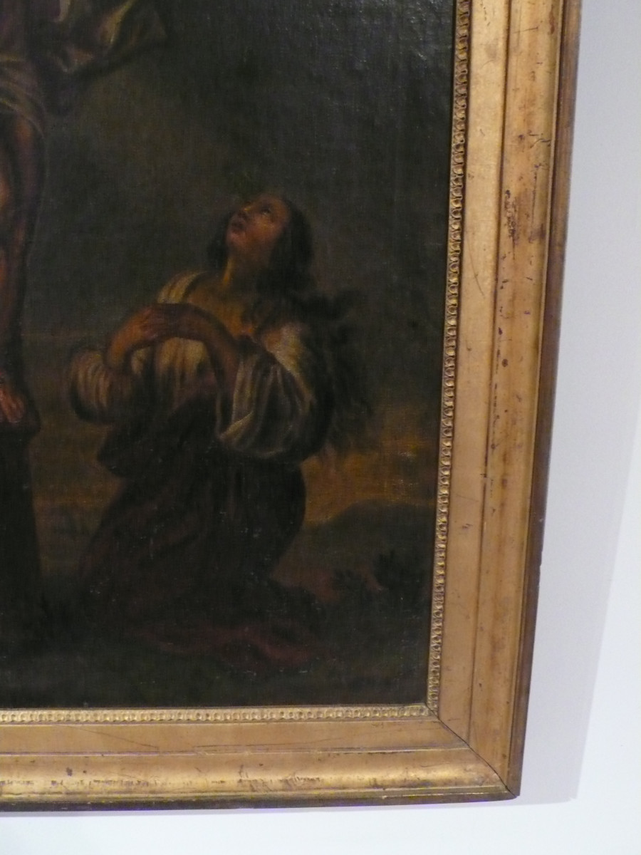 Crucifixion, 18th Century Painting On Canvas.-photo-2
