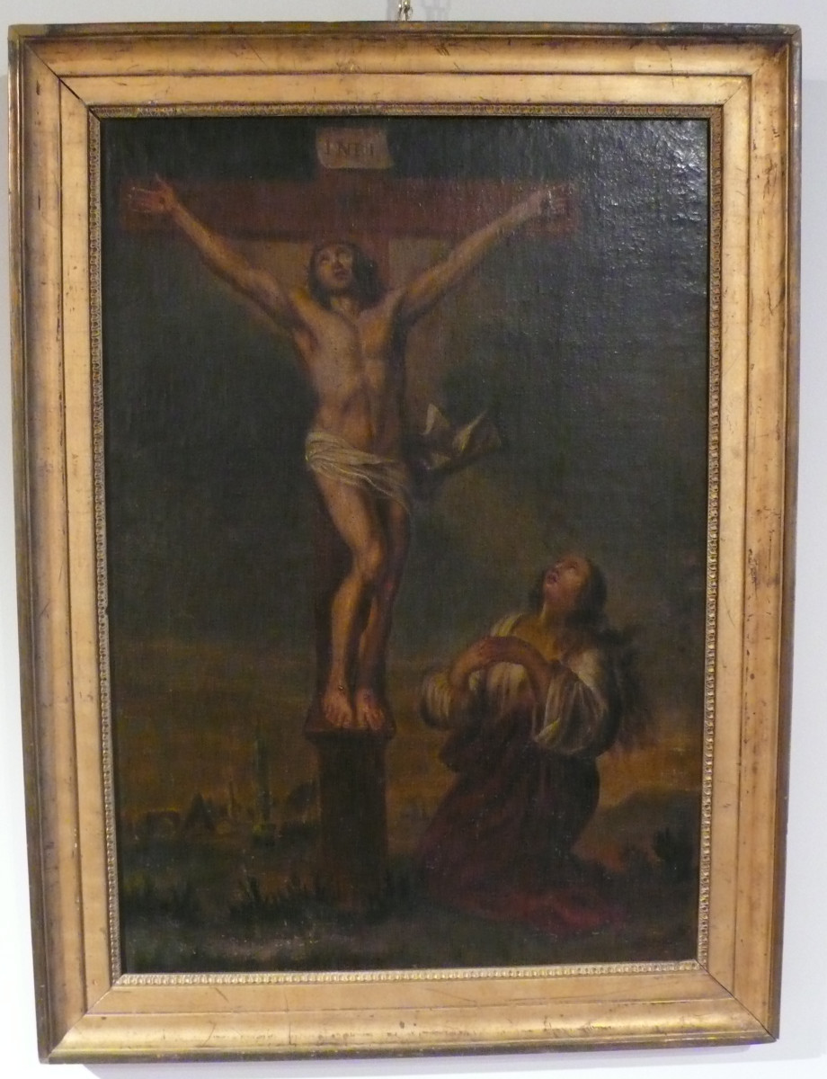 Crucifixion, 18th Century Painting On Canvas.